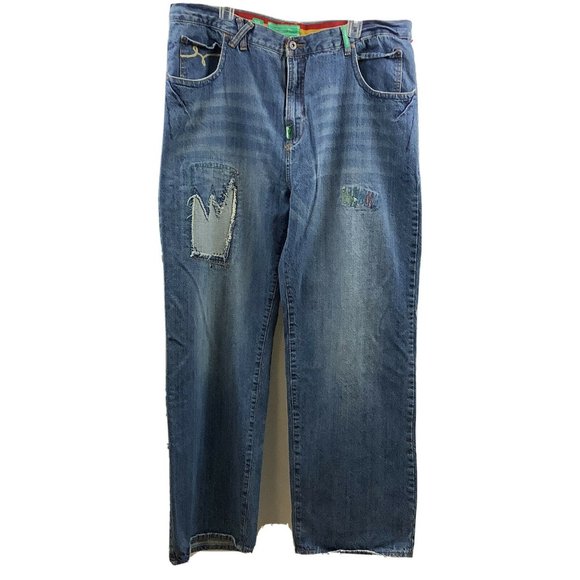 LR Geans by LRG Jeans Men's Size 42 x 33 Hip-Hop No Babylon Distressed Cut-out - Picture 7 of 10